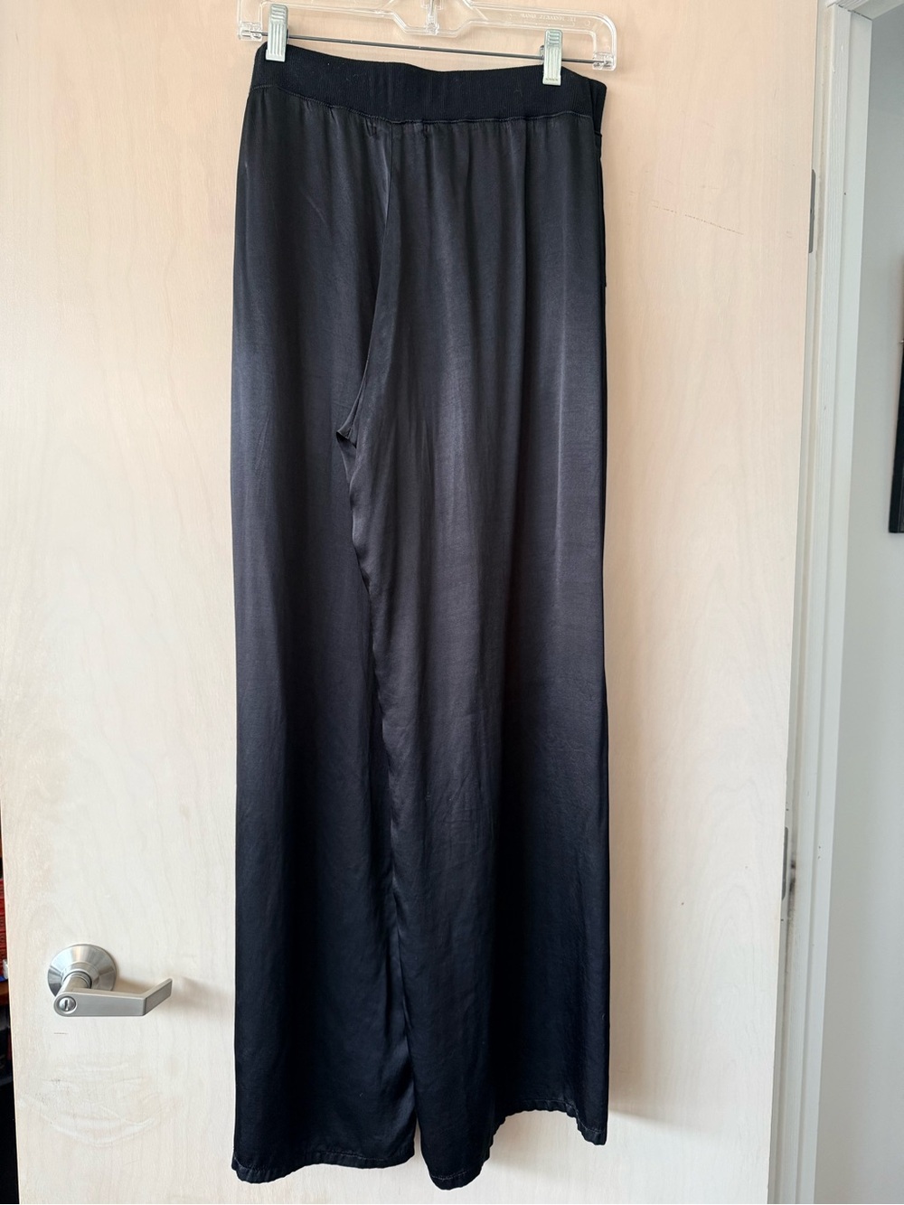 Michael Stars Black Wide-Leg Satin Pants